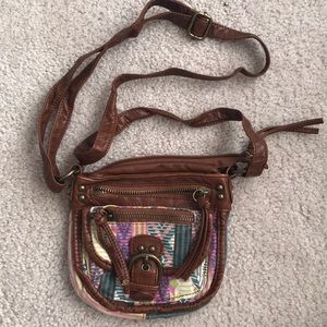 Tribal and leather crossbody bag